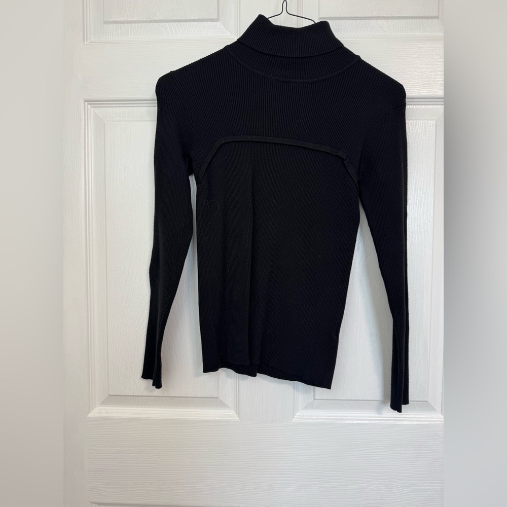 Chic Black Turtleneck Women's Blouse